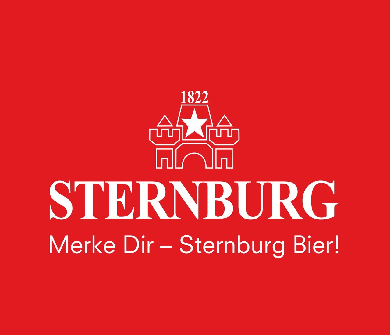 Sternburg-Logo auf Rot: Merke Dir – Sternburg Bier!